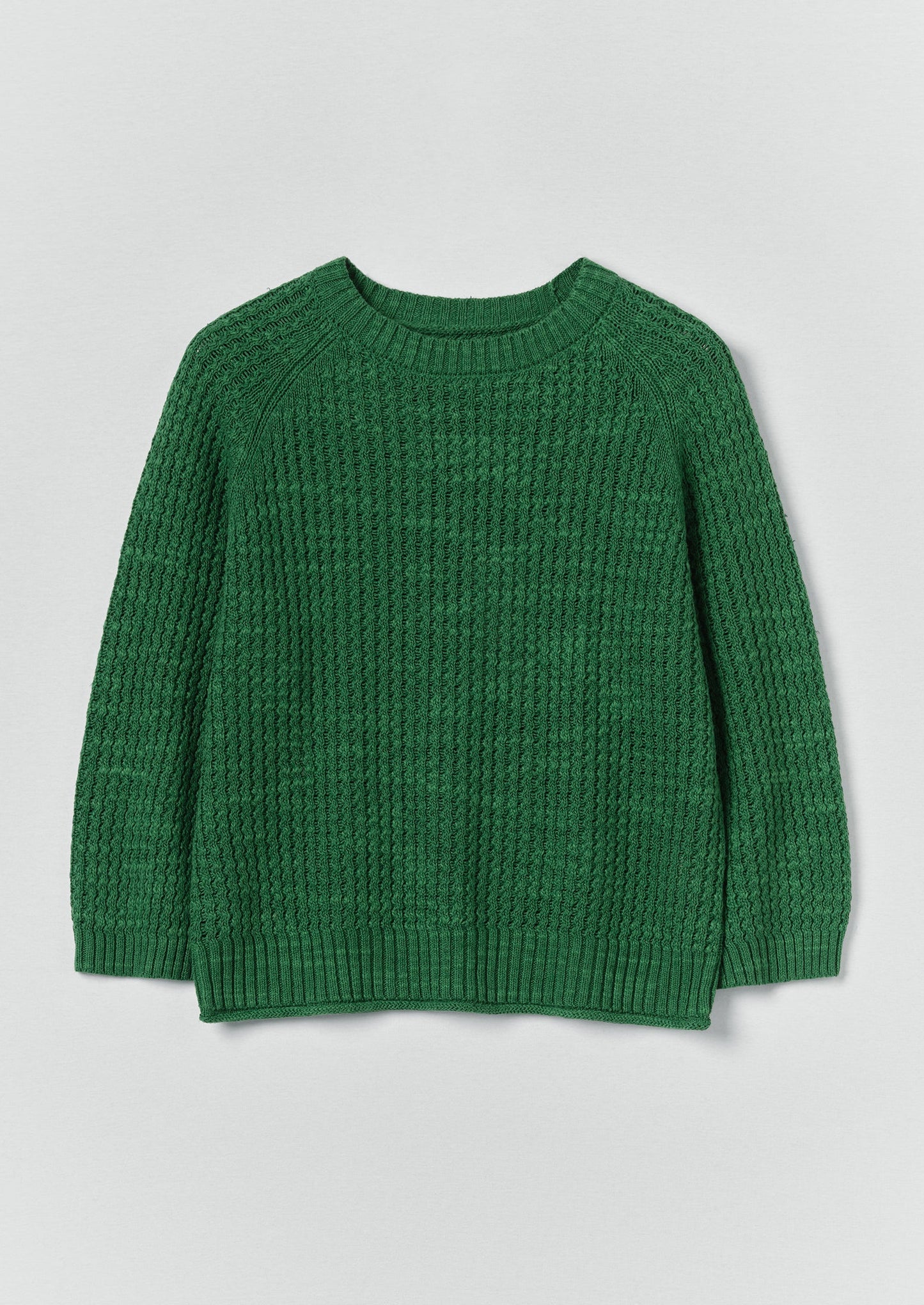 Textured Rib Linen Cotton Sweater | Viridian Green