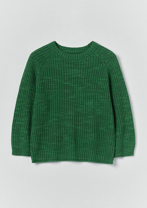 Textured Rib Linen Cotton Sweater | Viridian Green