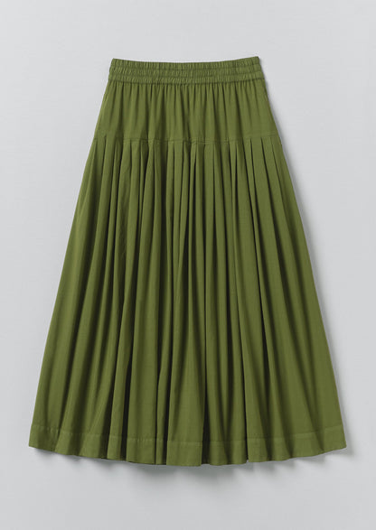 Pleated Raised Stripe Cotton Skirt | Cedar Green