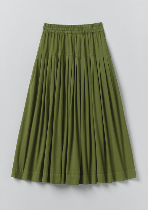 Pleated Raised Stripe Cotton Skirt | Cedar Green