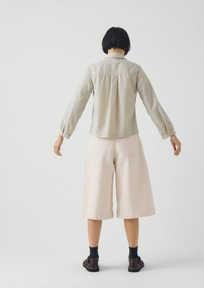 Pleated Denim Shorts | Ecru