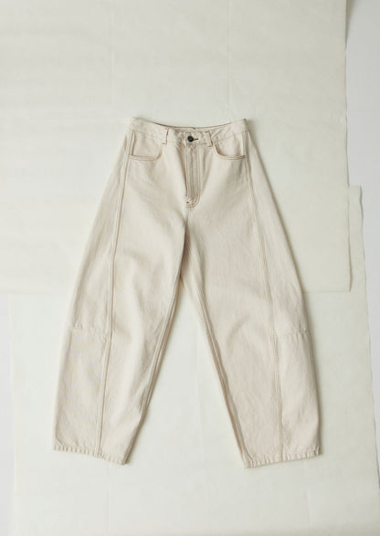 Sculptural Seamed Denim Trousers | Ecru