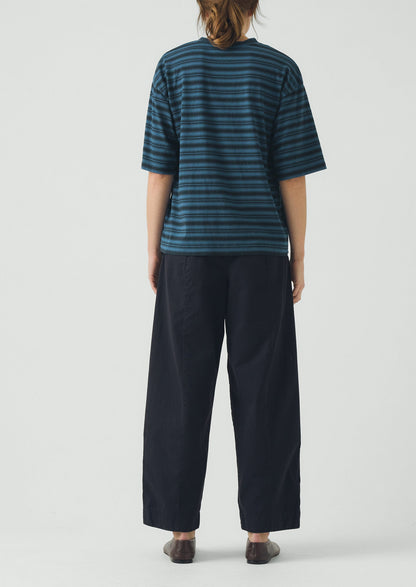 Sculpted Organic Cotton Twill Trousers | Mid Blue