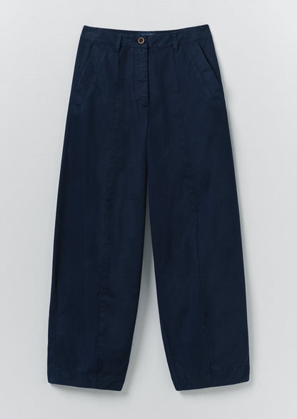Sculpted Organic Cotton Twill Trousers | Mid Blue