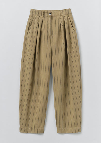 Pleat Front Stripe Cotton Linen Trousers | Fennel Seed