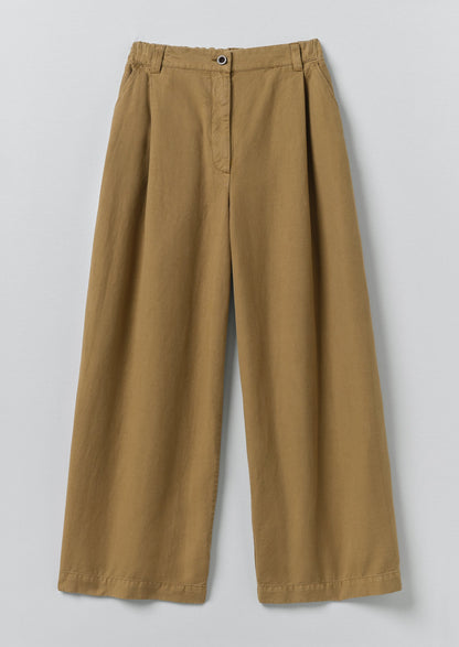 Wide Leg Cotton Linen Twill Trousers | Warm Sand
