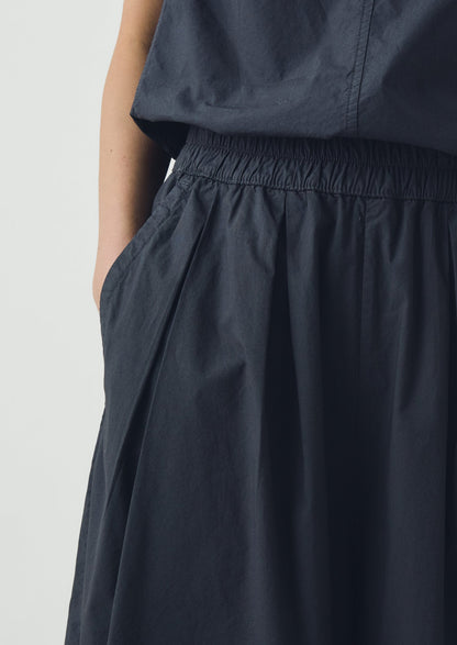 Pleated Pull On Cotton Poplin Trousers | Slate