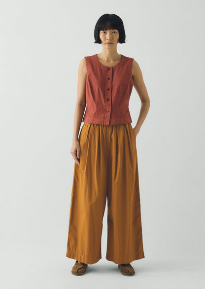 Pleated Pull On Cotton Poplin Trousers | Dhal
