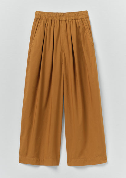 Pleated Pull On Cotton Poplin Trousers | Dhal