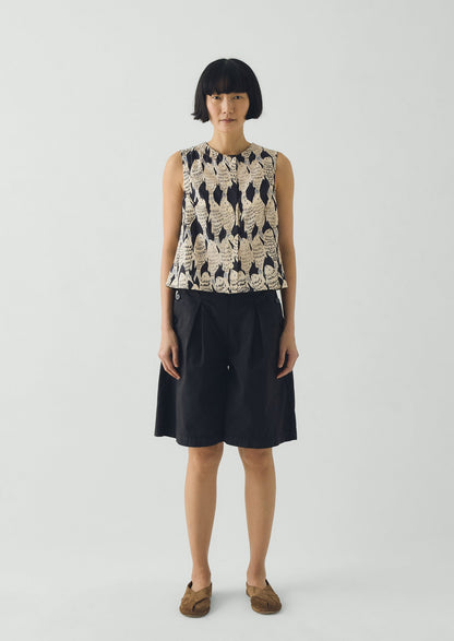 Pleat Front Cotton Twill Shorts | Slate
