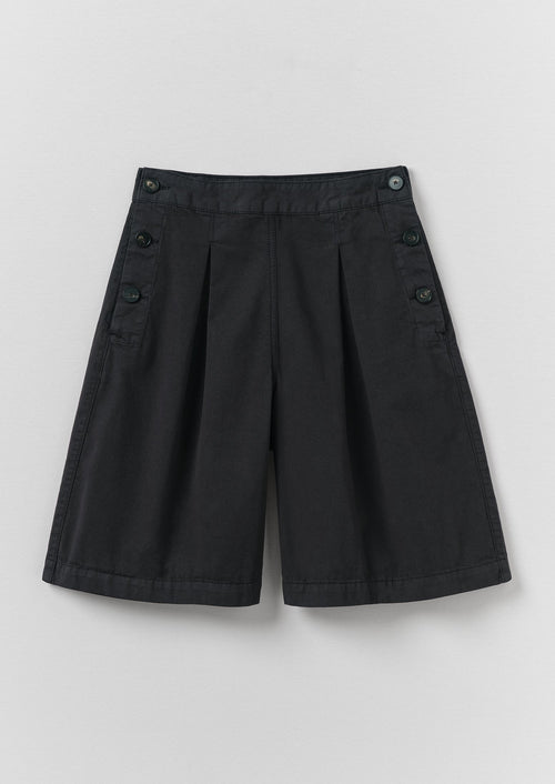 Pleat Front Cotton Twill Shorts | Slate