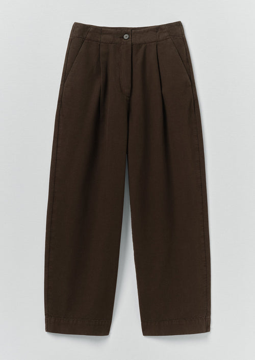 Pleat Front Garment Dyed Cotton Trousers | Black Walnut