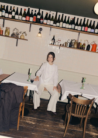 Round Neck Cotton Oxford Shirt | Paper White