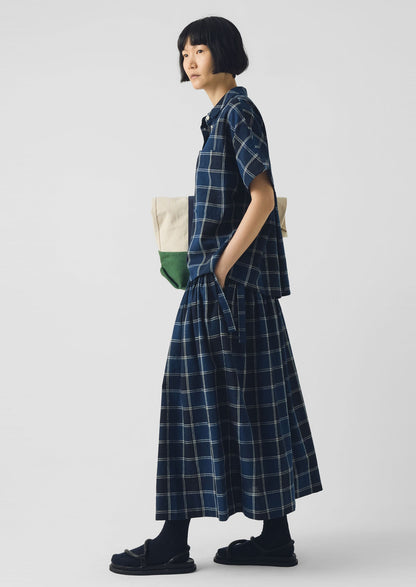 Market Check Cotton Linen Shirt | Denim Blue