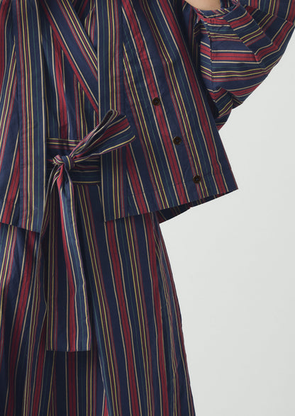 Pantry Stripe Cotton Wrap Shirt | Provencal Blue