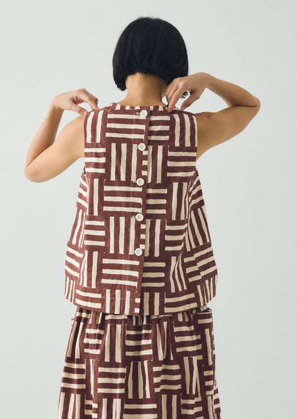 Patchwork Stripe Block Print Top | Sable