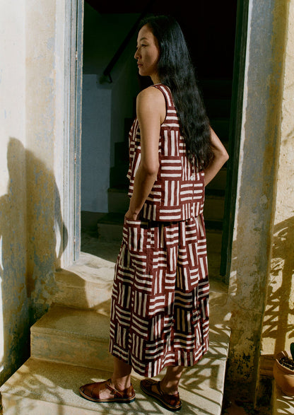 Patchwork Stripe Block Print Top | Sable