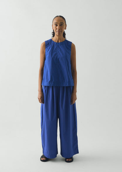 Panelled Garment Dyed Sleeveless Top | Carmine Blue