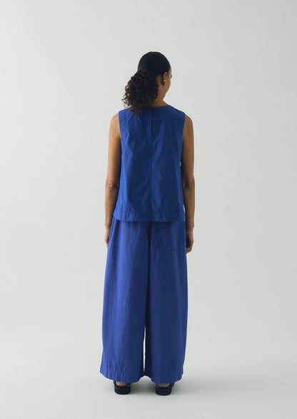 Panelled Garment Dyed Sleeveless Top | Carmine Blue
