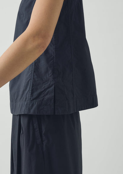Panelled Garment Dyed Sleeveless Top | Slate