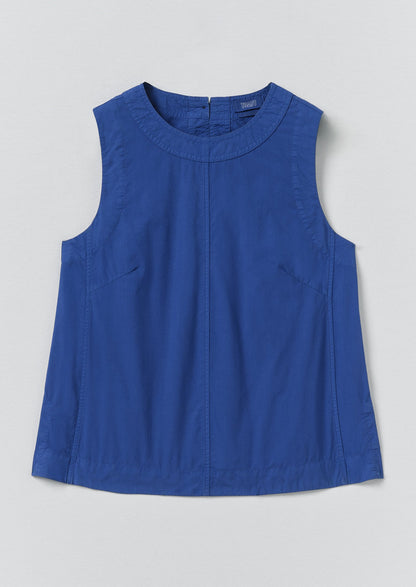 Panelled Garment Dyed Sleeveless Top | Carmine Blue