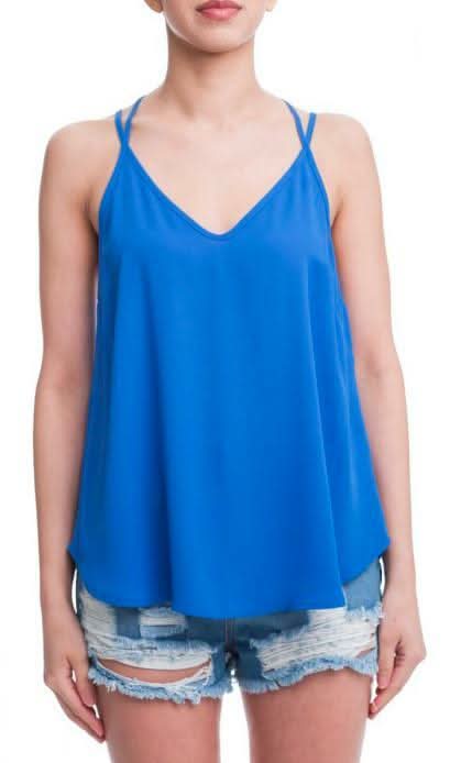 Just Because Blue Strappy Back Tank