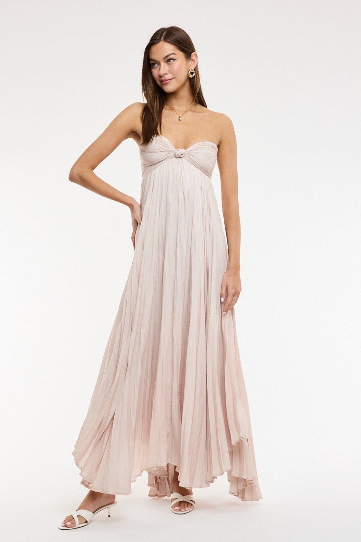Willow Champagne Strapless Maxi Dress