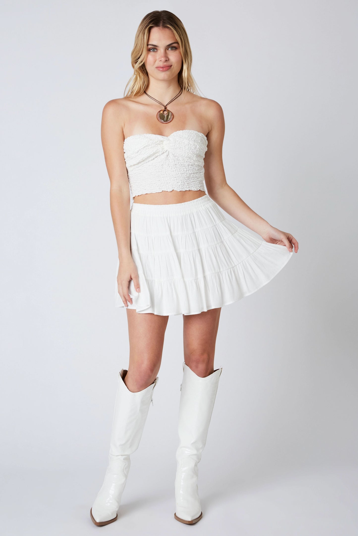 Vanessa White Tiered Mini Skirt