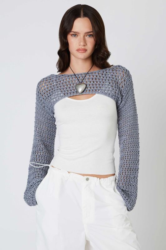 Savannah Dark Slate Crochet Shrug