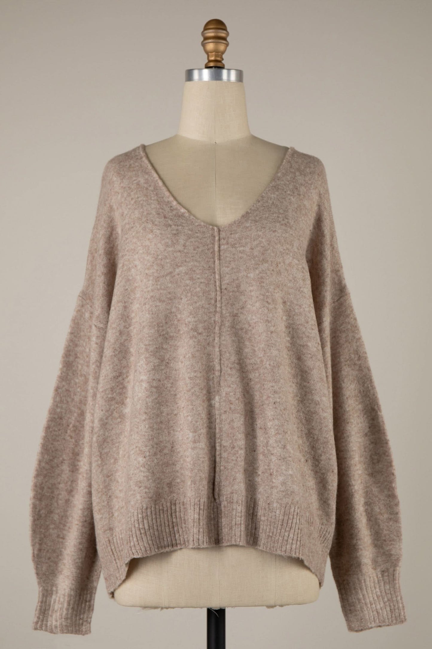 Sylvie Taupe V-Neck Sweater