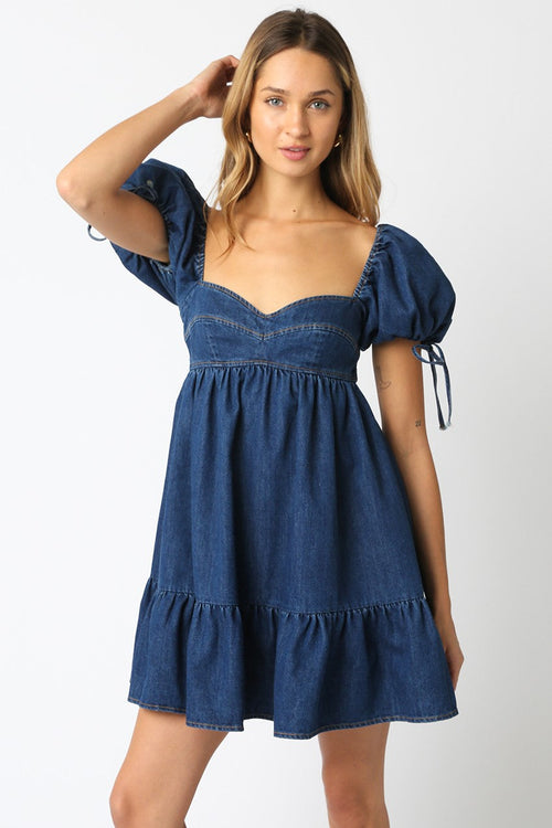 Jessie Dark Denim Babydoll Mini Dress