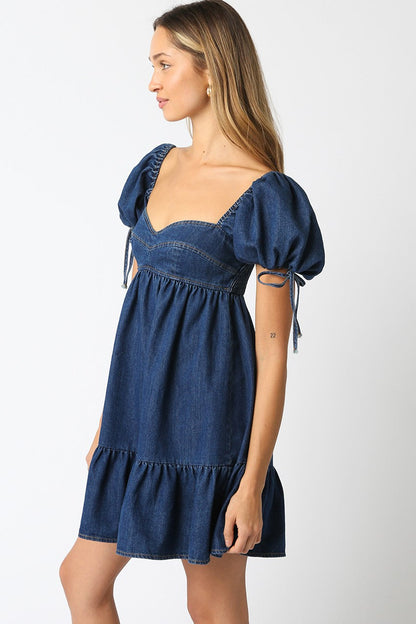 Jessie Dark Denim Babydoll Mini Dress