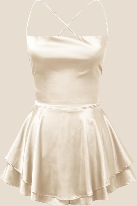 Straps Green Lace-up Back Tiered Party Dress