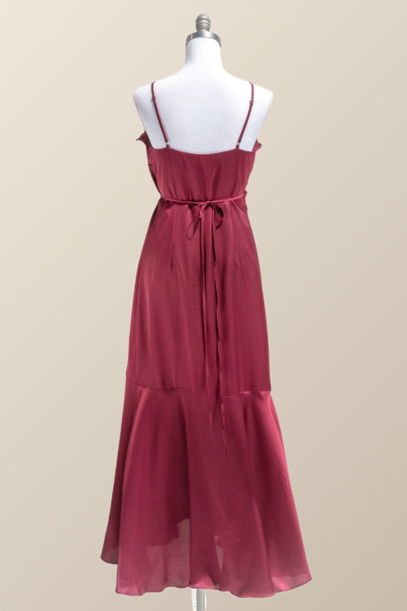 Straps Green Ruffles Wrap Midi Party Dress