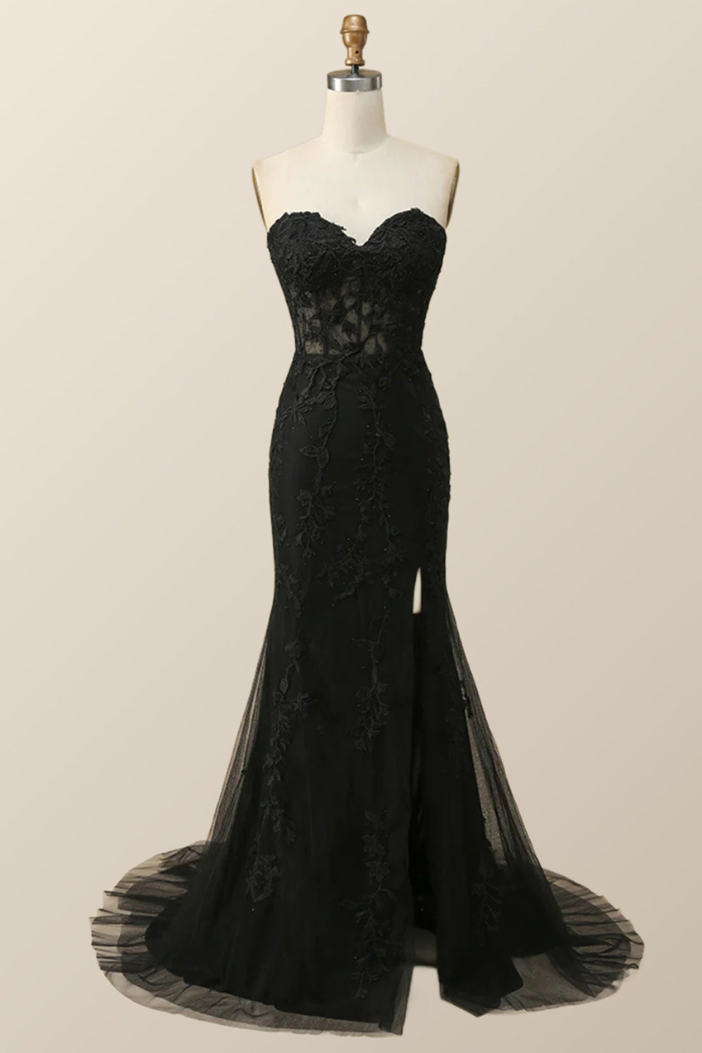 Sweetheart Lavender Lace Mermaid Long Prom Dress