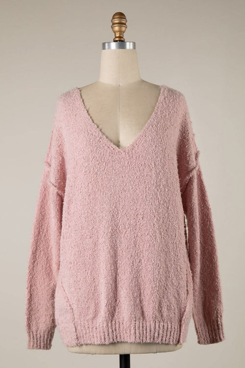 Harlow Pink V-Neck Pullover Sweater