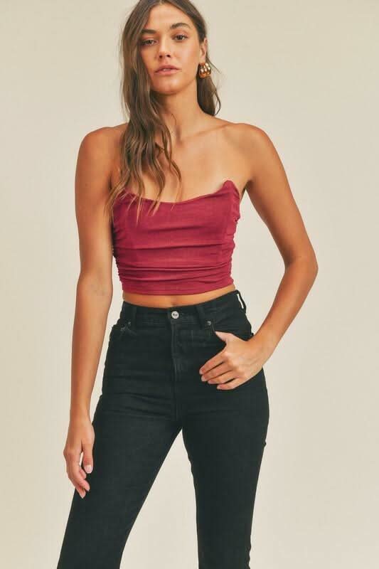 Serenity Berry Strapless Crop Top