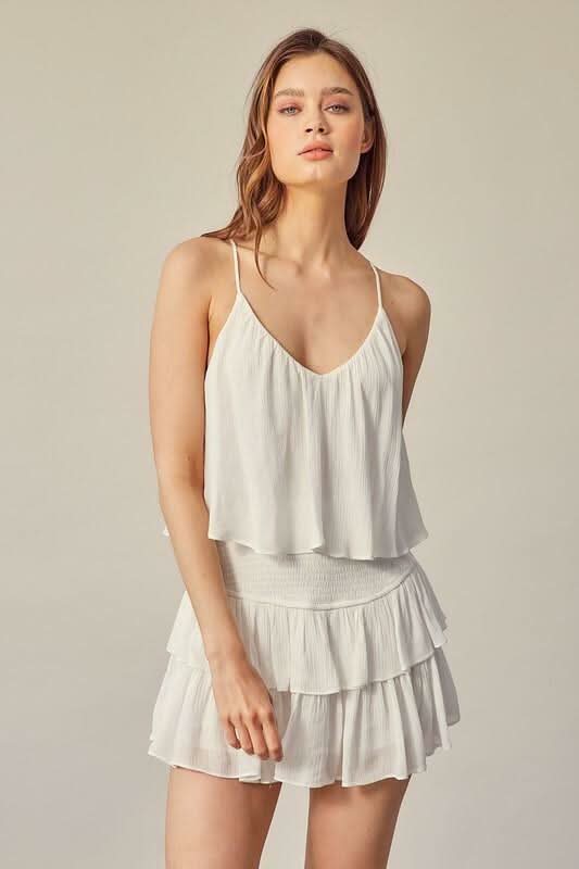 San Antonio White Ruffle Romper