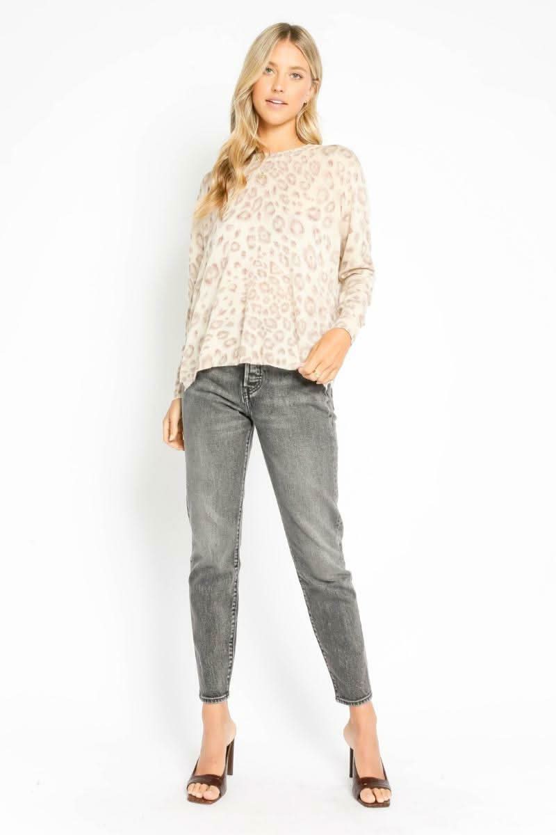 Thira Beige Leopard Print Sweater