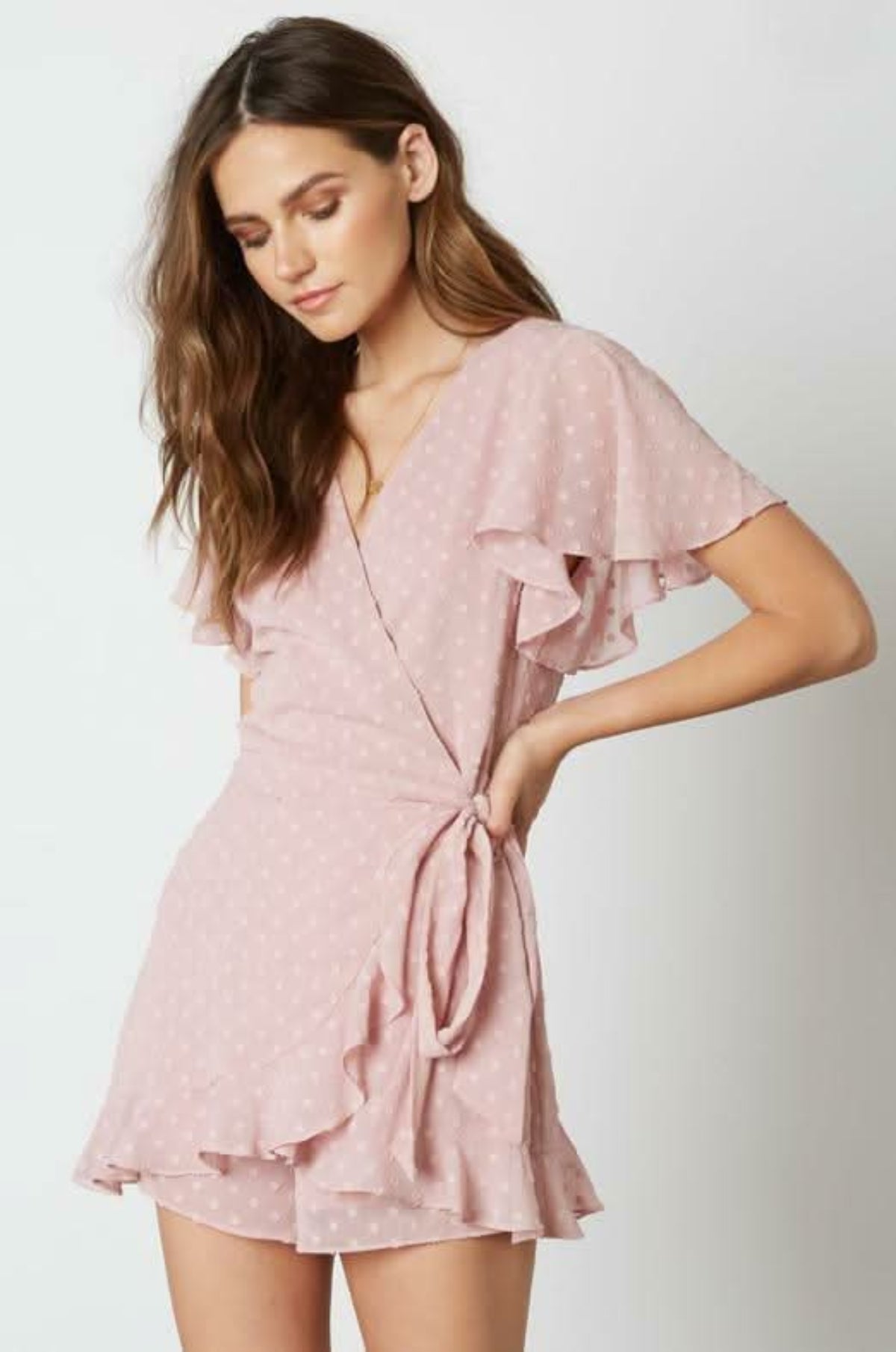 Summer Romance Mauve Backless Surplice Romper
