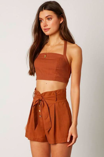 Jamie Cocoa Halter Crop Top