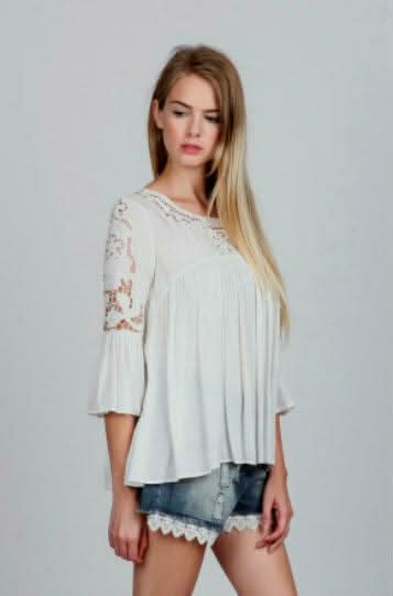 Joy White Lace Babydoll Top