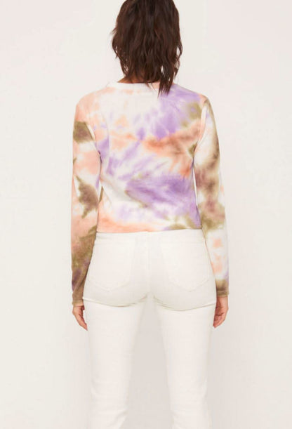 I Know You Do Peach and Olive Tie-Dye Twist Top