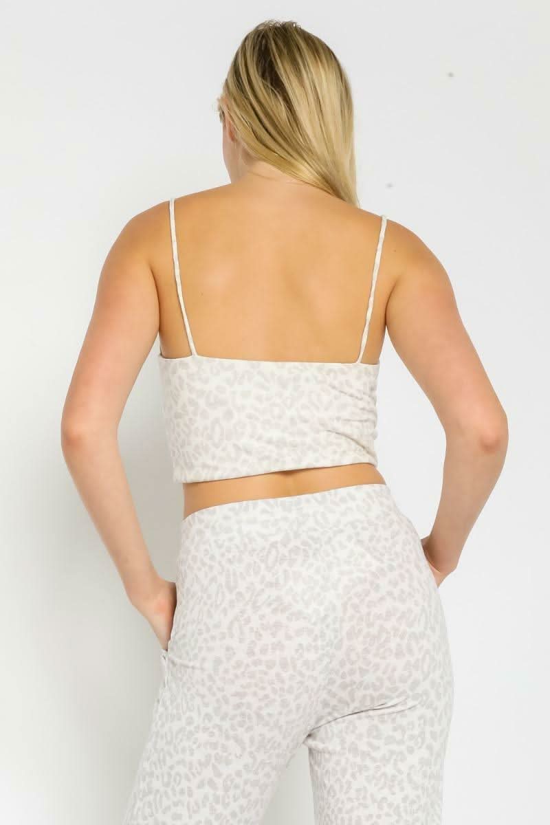You've Gone Wild Light Grey Leopard Print Cropped Tank