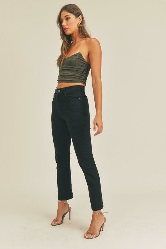 Serenity Olive Strapless Crop Top
