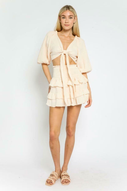 Island Paradise Blush Ruffle Mini Skirt