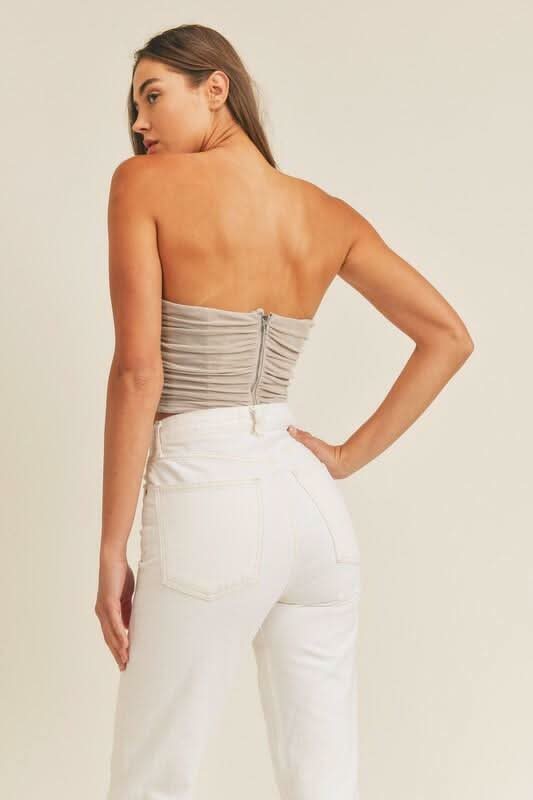 Serenity Taupe Strapless Crop Top