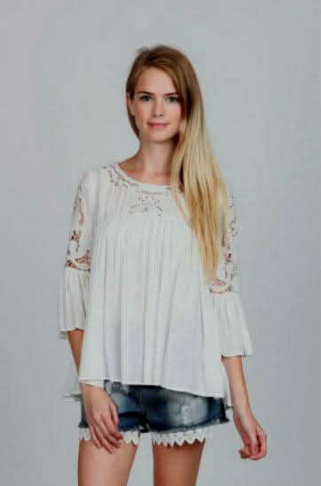 Joy White Lace Babydoll Top