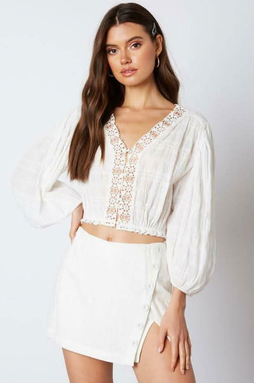 Helena White Crochet Lace Crop Top