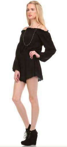 Remember Me Off-the-Shoulder Crochet Romper